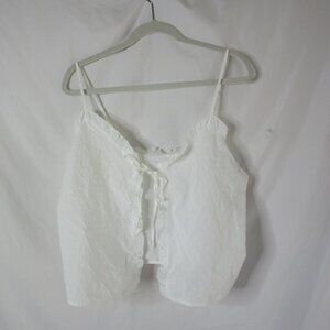 Colsie Pajama Top Poplin Swiss Dot Tank Top White Tie Front Size Large NWT
